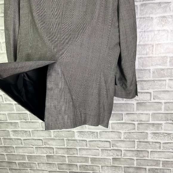 Jos A Bank Signature Black & White Glencheck Blazer Suit Jacket Mens 46R Wool - Picture 5 of 11